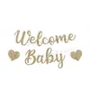 Bienvenida Transfronteriza Baby Shower Revelación de Género Bandera Banner Dorado para Fiesta de Baby Shower