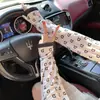 Mangas de Hielo de Seda para el Sol de Moda para Mujer, Mangas Frescas de Verano para Conducir y Ciclismo, Guantes Versátiles de Manga de Hielo con Letras