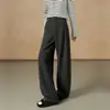 Pantalones de Lana con Pierna Curva 2026 Otoño/Invierno Pantalones Adelgazantes de Corte Estrecho para Figuras Pequeñas, Pantalones Casuales Rectos de Corte Holgado