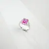 Anillo de Plata de Ley 925 con Zafiro Rosa Azul Cultivado Lujo Ligero Regalo Viaje al Trabajo Banquete Compromiso Versátil Moda