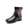 Botines Cortos para Niñas 2026 Otoño e Invierno Nuevo Estilo Moda Infantil Botas de Tacón Alto Botas Retro para Mujer Botas de Moda Zapatos Transfronterizos para Niños