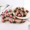Brote de Rosa Artificial Retro Europeo DIY Hecho a Mano Estilo Bosque Cabeza de Rosa Accesorios de Flores Artificiales para Interiores Brote de Flor Envuelto a Mitad