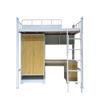 Cama de Solteiro com Mesa para Dormitório de Funcionários, Cama de Ferro para Estudantes com Escada Integrada, Cama Suspensa Individual com Guarda-roupa e Mesa