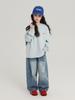 Pudding Haru Jeans para Niñas 2025 Otoño Nuevo Jeans Rotos Pantalones Sueltos de Pierna Ancha