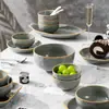 Conjunto Simples e Luxuoso de Tigelas e Pratos, Louça de Cerâmica de Alta Qualidade com Cor Sob Esmalte, Alto Valor Estético, Tigelas Domésticas, Tigelas para Sopa, Pratos de Jantar