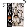 Bandera de Jardín de Halloween de Venta Caliente Transfronteriza, Enano Murciélago Telaraña Decoración de Patio Bandera de Jardín de Lino de Doble Cara