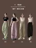 Pantalones Casuales de Calle Americanos para Mujer Verano Nuevo Cintura Alta Rectos Pierna Ancha Longitud de Piso Caída Pantalones Cargo de Dos Usos