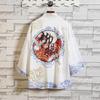 Cárdigan fino de estilo chino para hombre, cárdigan tipo kimono holgado de estilo japonés con estampado de grulla, novedad de verano de 2019