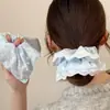 Scrunchie Floral Coreano Azul Cielo Fresco para Mujer con Acabado de Lujo, Goma para el Cabello con Borde de Encaje, Diadema de Bufanda Cuadrada, Accesorio para el Cabello