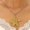 Geometría de Estrella de Mar Transfronterizo Europeo y Americano Oro Acero de Titanio Colgante de Alta Calidad Collar Pendientes de Lujo Ligero Traje de Lujo Joyería para Mujer