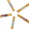 Pares de hashis de bambu de cinco cores com padrão de mármore, hashis à prova de mofo, hashis domésticos, 10 pares por pessoa, antiderrapantes, um hashi por pessoa, hashis de madeira