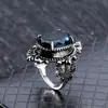 Anillo de Topacio Azul Real Deseo Anillo de Mano Forma de Huevo de Ganso Retro Europeo y Americano Plata Tailandesa Venta al por Mayor