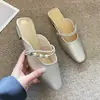 Sandalias de Verano Huiliya de Perlas Francesas con Punta Cuadrada y Tacón Grueso, Versátiles, de Moda, para Usar al Aire Libre Y052-5