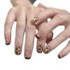 30 peças de adesivos para unhas vestíveis, arte para unhas, estampa de leopardo, strass francês, unhas postiças, extensão, unhas removíveis
