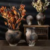 Jarrón de Cerámica Vintage Jingdezhen Decoración de Arreglo Floral para Sala de Estar Cerámica Hecha a Mano Estilo Zen Wabi-Sabi Recipiente para Flores