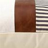 Procesamiento y Personalización de Almohada de Estilo Minimalista Moderno de Cuero PU con Rayas de Lona Cosidas Cojín Cuadrado para Sofá Bolsa de Cojín Almohada