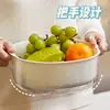 Cesta de escorrer de camada dupla, bacia para lavar vegetais na cozinha, cesta de bandeja de frutas para sala de estar, bacia para lavar vegetais, armazenamento doméstico para mesa de centro