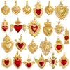 P04 L49B Accesorios para joyería DIY AMOR AMOR corazón circón rojo aceite goteando alas de cupido