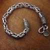 Diseño de nicho de alta gama estilo chino para hombre ajustable dominante patrón de paz plata tailandesa pulsera vintage hecha a mano para hombre