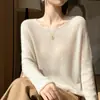 Suéter Holgado de Cachemira con Cuello Redondo de Tencel Suave y Liso para Mujer Estilo Perezoso Suéter Base Tejido Talla Única para Viajar al Trabajo