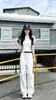 Conjunto Esportivo Casual Branco para Mulheres 2026 Nova Moda de Verão Emagrecedor Camiseta de Manga Curta Calça Wide Leg Conjunto de Duas Peças