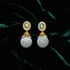 Qingdao Vintage Novo Estilo Palácio Brincos Elegantes Simples Tendência Artístico Retrô Leve Luxo Nicho Sensação de Alto Padrão