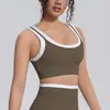 Chaleco deportivo sin costuras de dos piezas transfronterizo con diseño de espalda acanalado de color contrastante, sujetador de yoga, ropa interior deportiva para correr y fitness para mujer