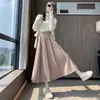 Falda con Borlas para Mujer en Otoño e Invierno, Estilo Suave Falda de Lana Tejida Blanca, Falda de Línea A con Drapeado de Cintura Alta