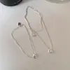 Colar Minimalista Circular Dupla Camada de Prata Esterlina Encaixado para Mulheres, Nova Corrente de Clavícula Versátil de Nicho