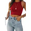 Verano 2023 transfronterizo Amazon color liso Nuevo wish europeo y americano sin mangas cuello redondo forma de I chaleco camiseta comercio exterior ropa de mujer