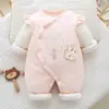 Mameleco de algodón engrosado de invierno de 150 g para bebé, cálido y acolchado, mameluco de invierno para bebé, ropa de algodón puro, traje para gatear de bebé