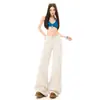 Novos jeans casuais de tecido de lona lavado estilo americano de cintura baixa, modelagem solta, perna larga, com estampa de primavera