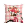 Capa de Almofada Floral Rosa Dia das Mães Suporte Lombar para Casa Decoração de Feriado Almofada Capa de Almofada Curta de Pelúcia Almofada de Sofá