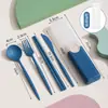 Conjunto de Hashi e Colher para Escritório Estudante Plástico Portátil Utensílios de Mesa Fofo Peças Quatro Peça Única Caixa de Armazenamento para Viagem