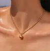 Colar de Contas Redondas Sólidas de Aço Titânio Cruz Contas da Sorte Corrente de Clavícula Versátil Joias Resistentes à Cor Mulheres Atacado Personalizado