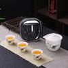 Dehua jade graso de oveja juego de té de viaje traje una tetera tres tazas elaboración de té chino portátil con tapa tazón camping al aire libre taza exprés