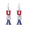 Pendientes de Gancho para Oreja con Bandera del Día de la Independencia de EE. UU. Accesorios Creativos para la Oreja de Vacaciones Joyería de Fiesta Celebración de Estrellas Pendientes Transfronterizos