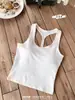Top de tirantes de punto para mujer, verano, una pieza, con almohadilla de sujetador, halter, espalda en T de chica picante, espalda bonita, prenda exterior versátil, ropa para mujer