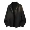 Suéter Cardigan de Gola Alta Outono/Inverno 2025 Tricotado Masculino Estilo Preguiçoso Jaqueta Suéter Versátil Tendência Solta para Homens