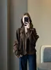 ¡Zedaijiai 100% algodón! Diseño de principios de otoño, cuello alto reversible, chaqueta corta holgada lavada, abrigo casual para mujer