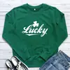 Sitio Independiente Europeo y Americano de Comercio Exterior Wish Sudadera Redonda de Manga Larga con Estampado de Trébol y Letra de la Suerte de Comercio Exterior