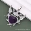 Colgante de Corona de Cristal con Corazón Transfronterizo, Accesorios de Colgante de Cristal de Piedra Natural de Alta Gama Vintage, Accesorios de Corazón para DIY