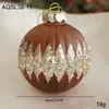 Nueva Bola de Navidad de 8 cm en Color Café con Purpurina y Polvo Dorado, Adorno Decorativo Vintage para Colgar en el Árbol de Navidad