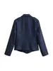 Moda femenina europea y americana 2026 comercio exterior transfronterizo al por mayor chaqueta blazer pequeña elegante retro a rayas con solapa hombreras abotonada y adornada