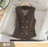 Conjunto de 3 Peças Vermelho para Negócios Outono/Inverno Transfronteiriço Blazer de Manga Longa Colete de Terno Feminino Calça de Cintura Alta