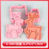 Serie Navideña Molde para Galletas Reno Dibujo Animado 3D Molde para Galletas DIY Arcilla Árbol de Navidad Duende Impresión Artificial