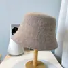 Lana de Australia lana otoño e invierno sombrero de pescador de ala ligera para mujer sombrero de punto de color liso sombrero de cubo grueso cálido todo partido para mujer