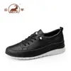Zapatos Gongyang Auténticos para Mujer, Zapatos Deportivos de Piel Genuina, Negros con Cordones, Ligeros, Zapatos Casuales de Suela Suave, Estilo Masculino, Antideslizantes y Resistentes al Desgaste