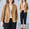 Blazer jaqueta de algodão e linho 2025 primavera e verão novo solto literário versátil manga longa casual temperamento roupa de proteção solar mulheres