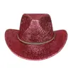 Chapéu de Cowboy Ocidental com Lantejoulas Novo Europeu e Americano Chapéu de Coco para Palco Festa Homens e Mulheres Aba Larga Chapéu de Jazz Dourado Prata Tendência